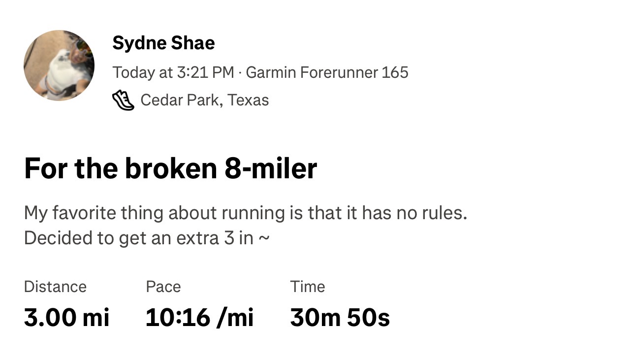For the broken 8-miler