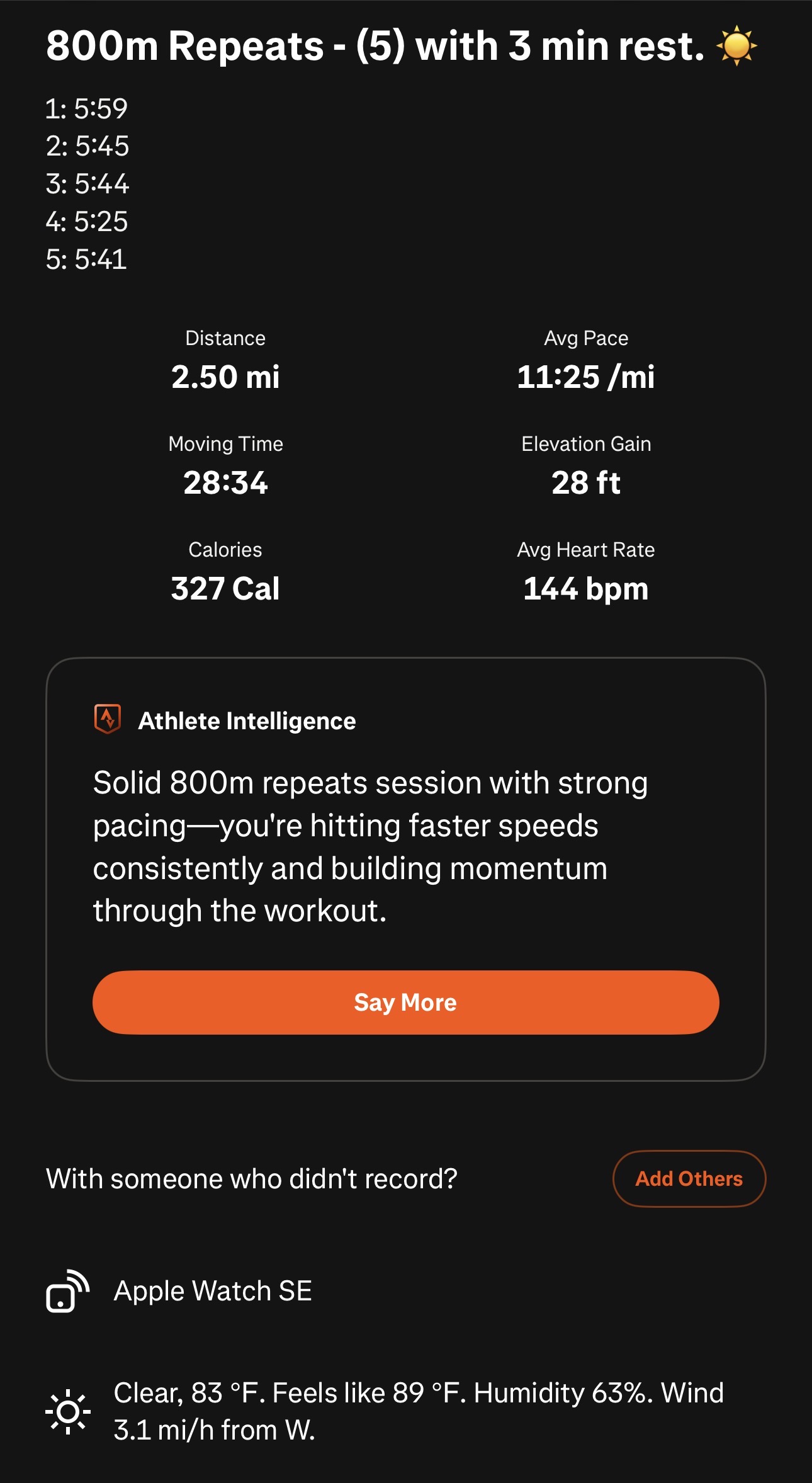 800m Repeats