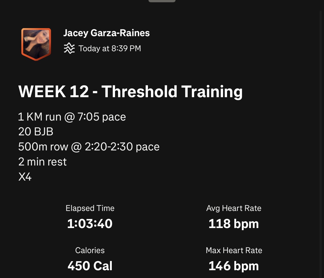 Week 12 - Threshold Training